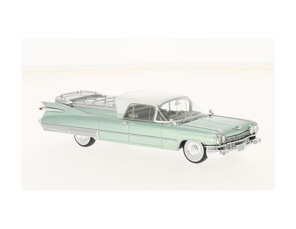 Neo Scale Models NEO45263 CADILLAC SUPERIOR FUNERAL CAR LIGHT GREEN/WHITE 1:43 Modellino
