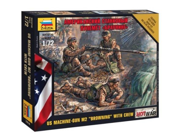 Zvezda Z7414 US MACHINE GUN M2 BROWNING WITH CREW KIT 1:72 Modellino