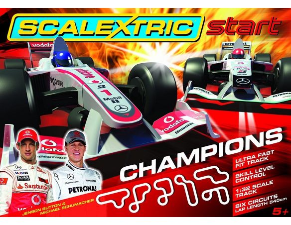 Pista Scalextric C1267 - Set gara, Champions, Button Schumacher Scala 1:32 Scatola Rovinata
