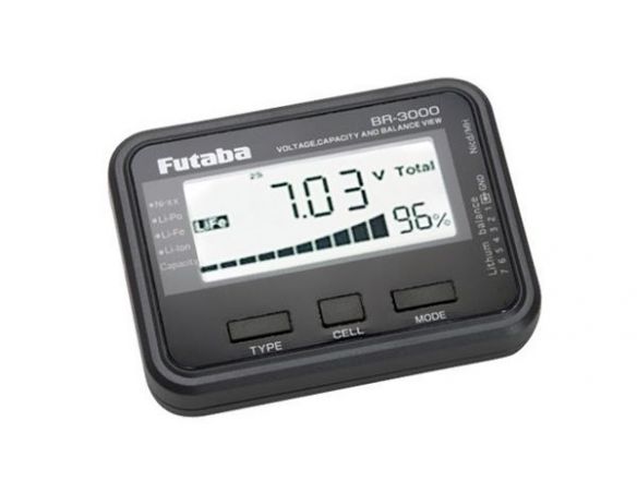 FUTABA TESTER CECKER BATTERIA BR3000 PER Li-Po Li-Fe Ni-Cd - Ni-MH