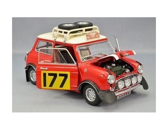 Kyosho 08102RR Morris Mini Cooper S Mk-1 1967 Monte Carlo Rally Winner 177 1:18 Modellino