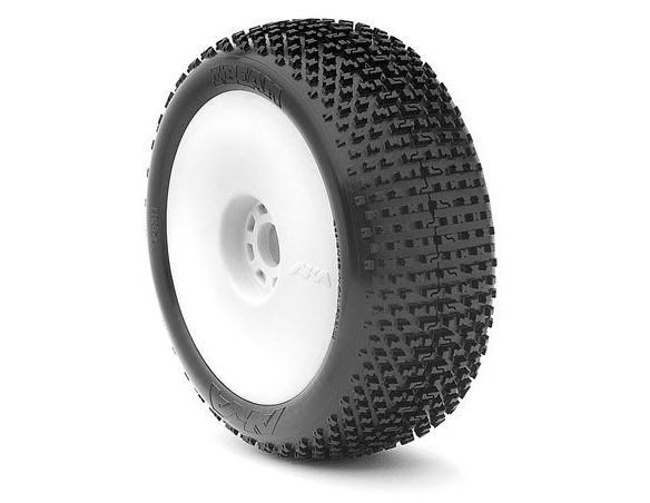 Gomme AKA Products 14001VPW I-Beam Super Soft Pre-Mounted White 1:8 Buggy Modellino