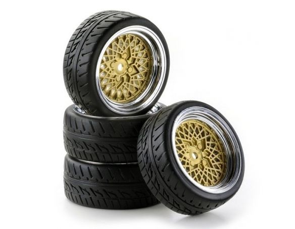 Gomme Ansmann Racing 554900051 SC Ruote Classiche stile cromo/oro 1:10 Modellino