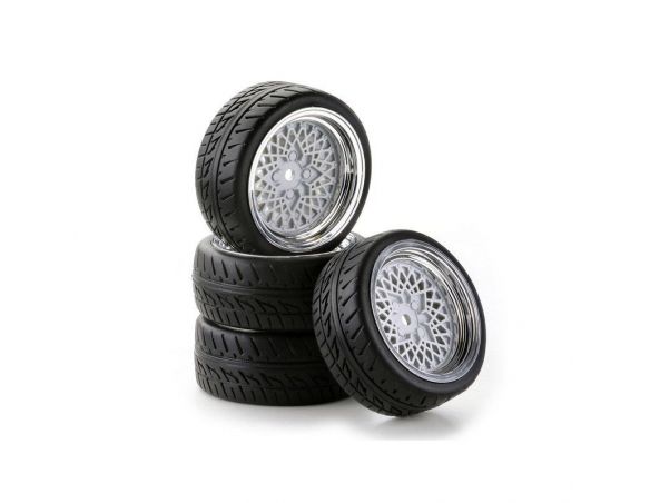 Gomme Ansmann Racing 554900055 SC Ruote Stile Classico cromo/bianco 1:10 Modellino