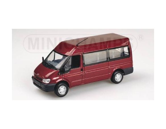 MINICHAMPS 430089400 FORD TRANSIT 2000 PULMINO BUS RED METALLIC Scatola Rovinata Modellino