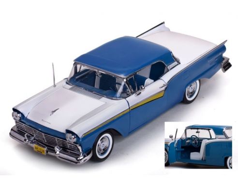 SunStar SS1338 FORD FAIRLANE 500 1957 SKYLINER BLUE/WHITE 1:18 Modellino