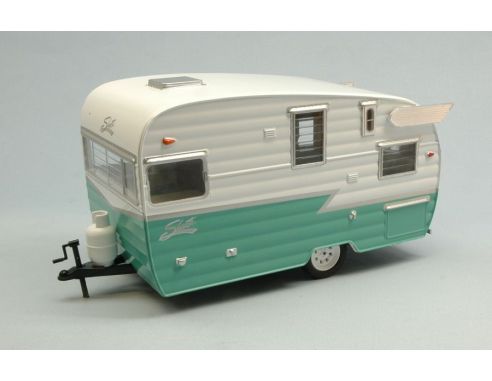 Greenlight GREEN18227 ROULOTTE SHASTA AIRFLYTE 1961 WHITE/GREEN 1:24 Modellino