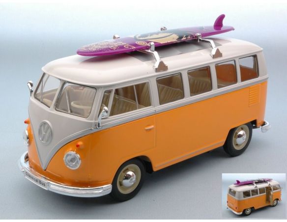 Welly WE0952Y VW T1 BUS 1963 W/WINDSURF YELLOW/CREAM 1:24 Modellino