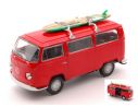 Welly WE42347SB VW BUS T2 1972 WITH SURF BOARD RED cm 11 Modellino
