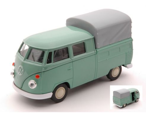 Welly WE43603HGN VW DOUBLE CABIN PICK UP SOFT TOP PASTEL GREEN cm 11 Modellino