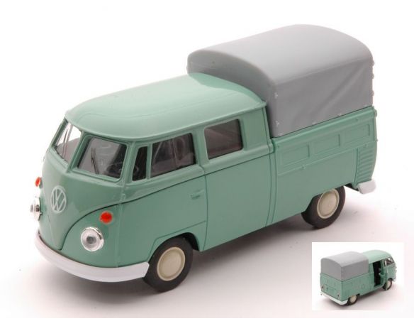 Welly WE43603HGN VW DOUBLE CABIN PICK UP SOFT TOP PASTEL GREEN cm 11 Modellino