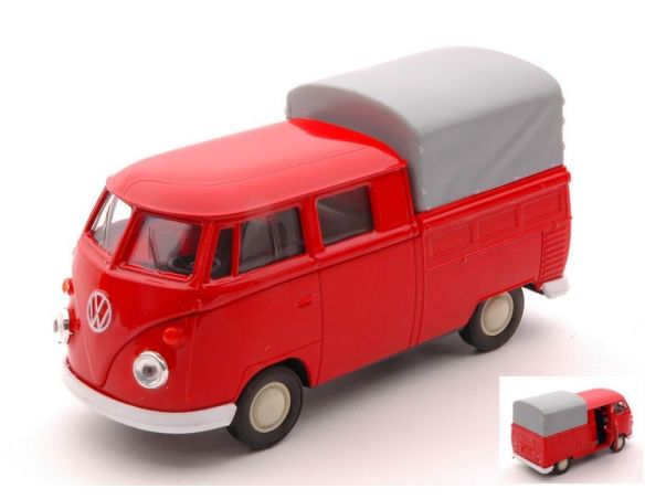 Welly WE43603HR VW DOUBLE CABIN PICK UP SOFT TOP RED cm 11 Modellino