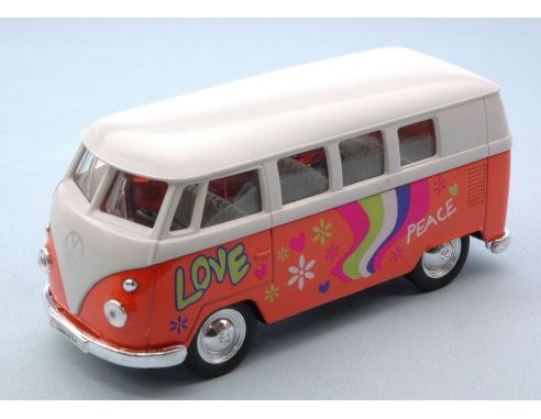 Welly WE49764A1WO VW T1 BUS 1963 FLOWER POWER ORANGE/WHITE cm 11 Modellino