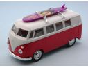 Welly WE49764SBR VW T1 BUS 1963 WITH SURF BOARD RED/WHITE cm 11 Modellino
