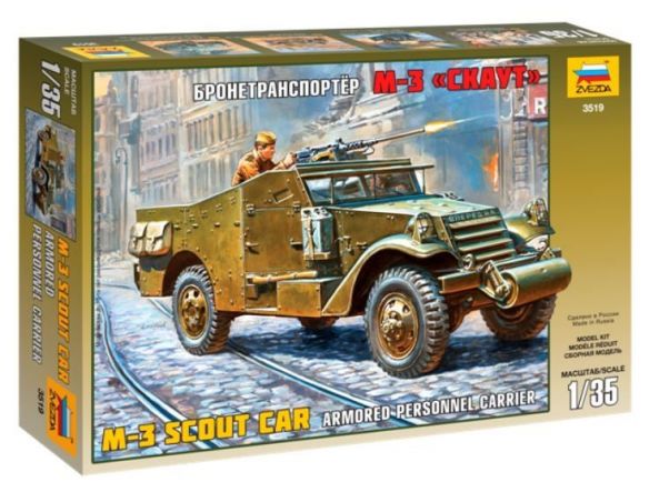 Zvezda Z3519 M3 SCOUT CAR ARMORED PERSONEL CARRIER KIT 1:35 Modellino