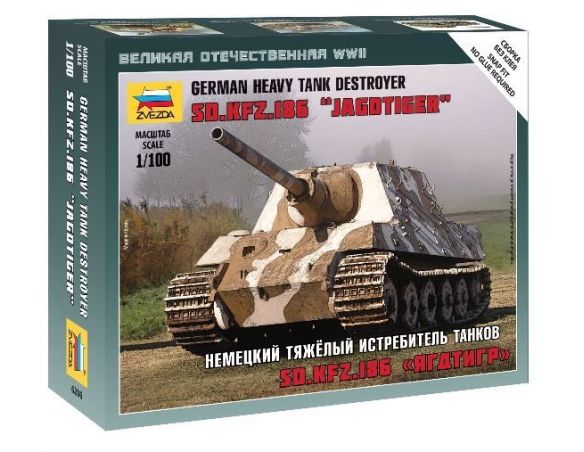 Zvezda Z6206 SD.KFZ.186 JAGDTIGER HEAVY TANK DESTROYER KIT 1:100 Modellino