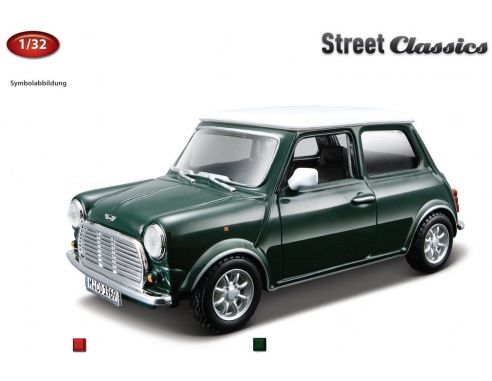 Bburago BU43210A MINI COOPER GREEN W/WHITE ROOF 1:32 Modellino