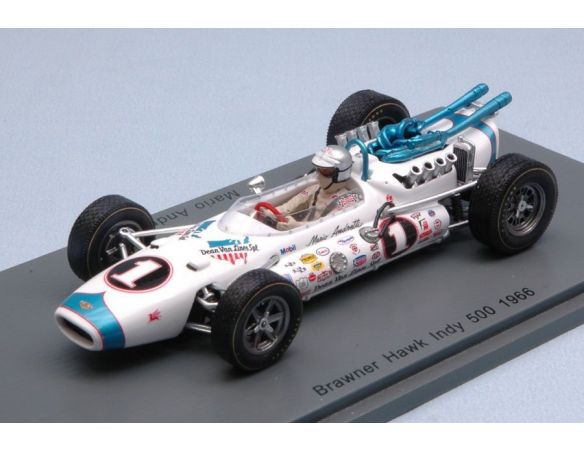 Spark Model S4246 BRAWNER HAWK N.1 18th INDY 500 1966 M.ANDRETTI 1:43 Modellino