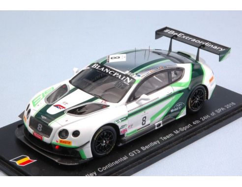 Spark Model SB124 BENTLEY CONTINENTAL GT3 N.8 4th 24 H SPA 2016 SOULET-SOUCEK-REIP 1:43 Modellino