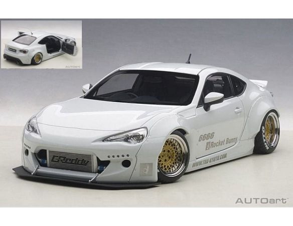 Auto Art / Gateway AA78756 ROCKET BUNNY TOYOTA 86 WHITE WITH GOLDEN WHEELS 1:18 Modellino