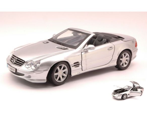 Motormax MTM73130SL MERCEDES SL500 CABRIO 2001 SILVER 1:18 Modellino