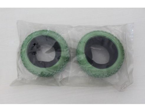 Coppia di Gomme Strada / Enduro per Buggy Auto 1:8  colore verde Ricambi Accessori Modellino