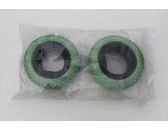 Coppia di Gomme Strada / Enduro per Buggy Auto 1:8  colore verde Ricambi Accessori Modellino