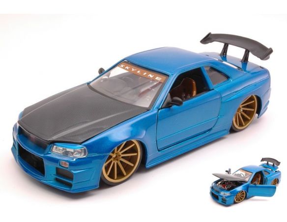 Jada JADA96812BL NISSAN GTR R34 2002 BLUE 1:24 Modellino