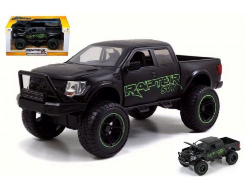 Jada JADA97479 FORD F-150 SVT RAPTOR OFF ROAD 2011 BLACK W/GREEN WRITING 1:24 Modellino