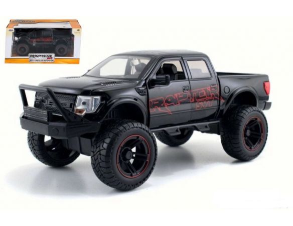 Jada JADA97480 FORD F-150 SVT RAPTOR OFF ROAD 2011 BLACK W/RED WRITING 1:24 Modellino