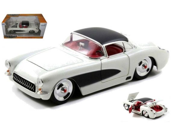 Jada JADA98161 CORVETTE SOMBRERO 1957 PEARL WHITE 1:24 Modellino