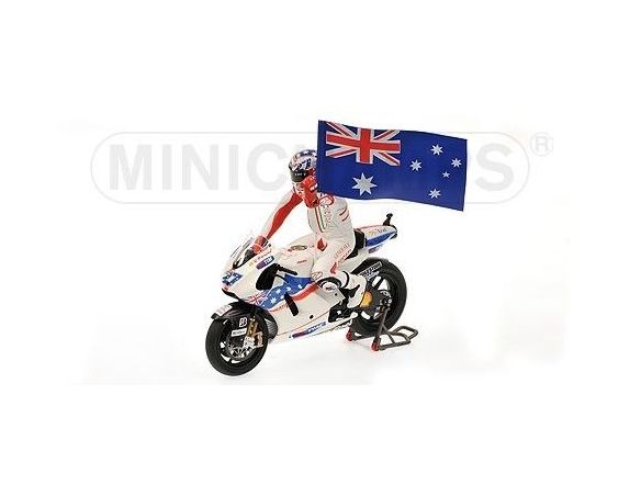 Minichamps PM122090127 DUCATI C.STONER 2009 WINNER AUSTRALIA GP W/FIGURE 1:12 Modellino