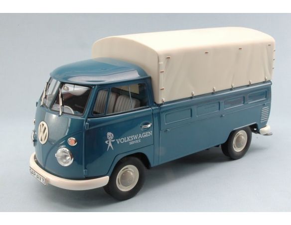 Premium Classixx PREM30070 VW T1 FLATBED PLATFORM TRAILER 1964 COVER REMOVABLE LIGHT BLUE 1:18 Modellino