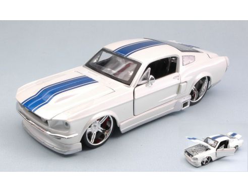 Maisto MI31094W FORD MUSTANG GT 1967 WHITE W/BLUE STRIPES 1:24 Modellino