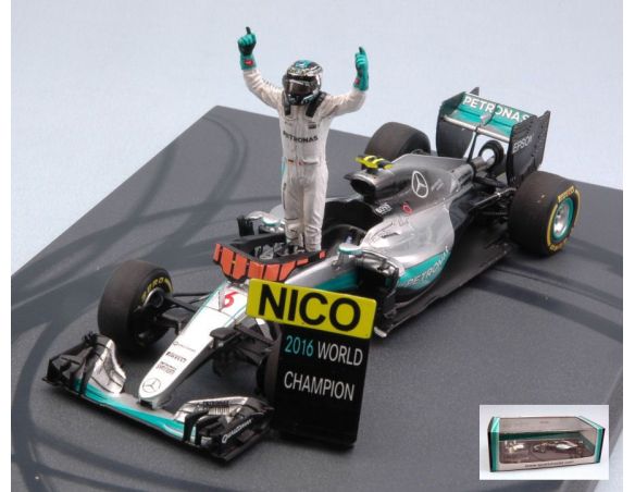Spark Model S5025 MERCEDES F1 W07 N.ROSBERG 2016 N.6 2nd ABU DHABI GP W/FIGURINE 1:43 Modellino