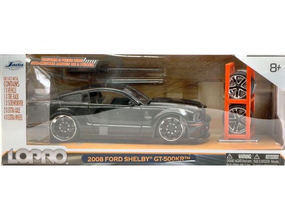 Jada JADA54021-1 FORD SHELBY GT-500 KR COBRA 2008 BLACK + SET WHEELS/TIRES 1:24 Modellino