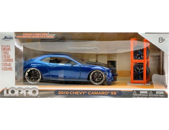 Jada JADA54021-3 CHEVY CAMARO SS 2010 METALLIC BLUE + SET WHEELS/TIRES 1:24 Modellino