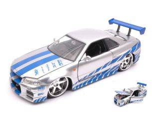JADA TOYS JADA97158 BRIAN S NISSAN SKYLINE GT-R 2002 FAST & FURIOUS SILVER/BLUE 1:24 Modellino