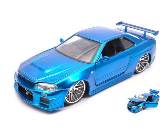 JADA TOYS JADA97173 BRIAN S NISSAN SKYLINE GT-R 2002 FAST & FURIOUS METALLIC BLUE 1:24 Modellino