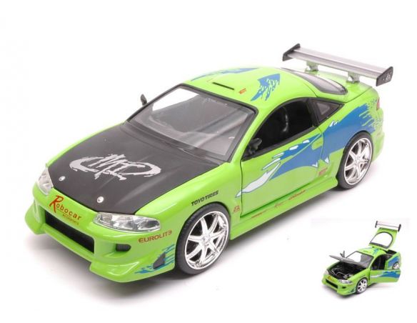 Jada 97603 Fast & Furious Mitsubishi Eclipse 1995 Brian's verde lime 1:24 Modellino