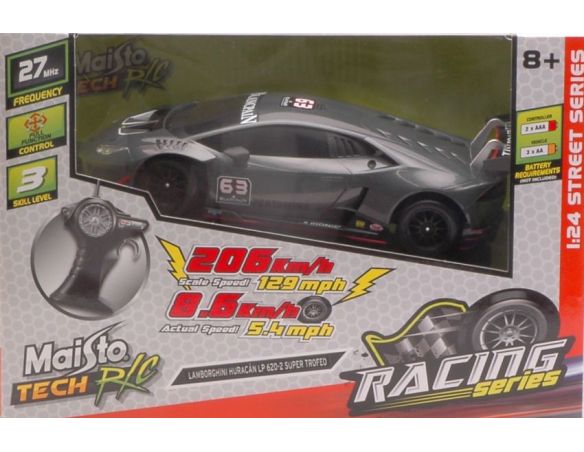 Maisto MI81140L LAMBORGHINI HURACAN LP620-2 SUPER TROFEO SILVERGUN RADIOCOMANDO 1:24 Modellino
