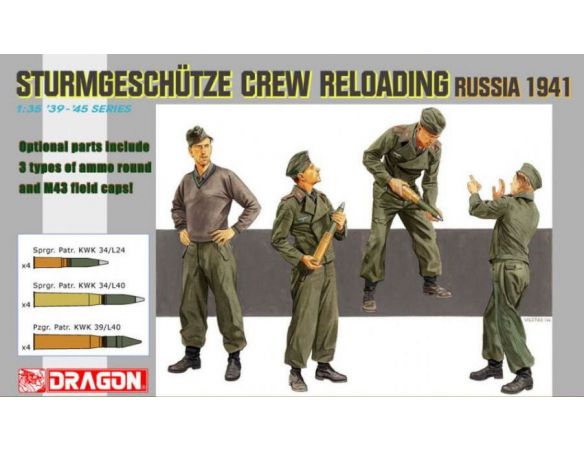 Dragon D6192 STURMGESCHUTZE CREW RELOADING RUSSIA 1941 KIT 1:35 Modellino