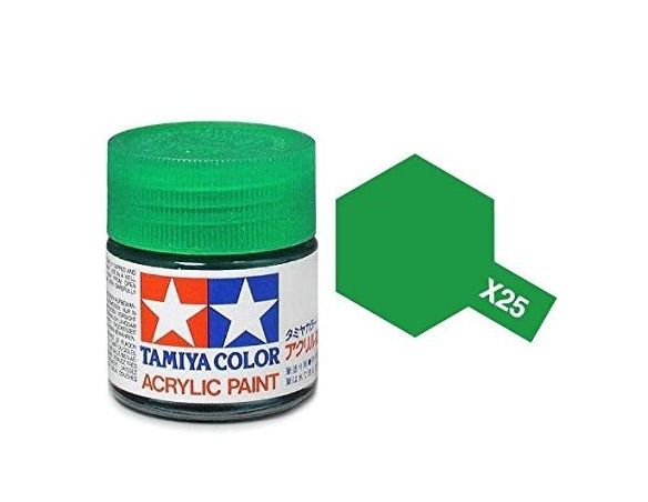 Tamiya Mini X-25 Clear Green 10ml Colore Acrylic per modellismo