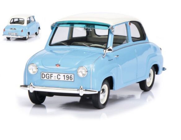 Schuco SH0096 GOGGOMOBIL 1955 LIGHT BLUE W/WHITE ROOF 1:18 Modellino