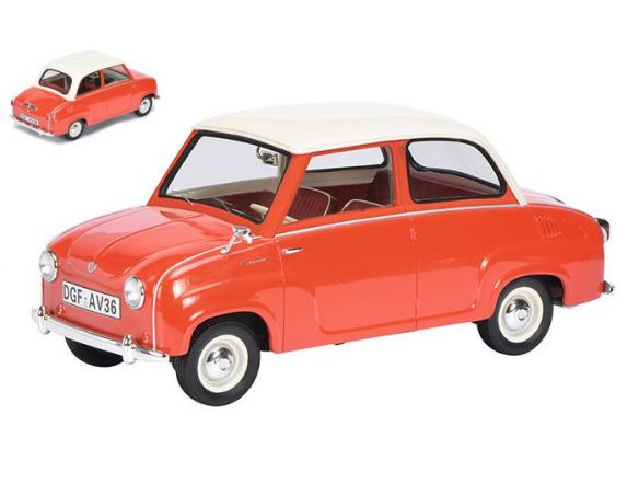 Schuco SH0097 GOGGOMOBIL 1955 RED W/WHITE ROOF 1:18 Modellino