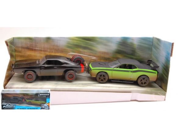 Jada JADA97340 TWIN PACK SET DOM'S CHARGER R/T + LETTY'S CHALLENGER FAST & FURIOUS 1:32 Modellino