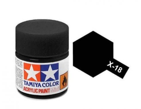 Tamiya Mini X-18 Semi Gloss Black 10ml Acrylic Color per modellismo