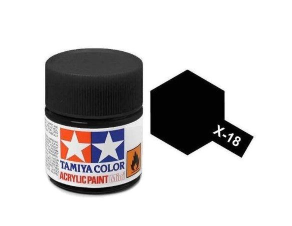 Tamiya Mini X-18 Semi Gloss Black 10ml Acrylic Color per modellismo