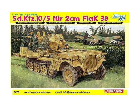 Dragon 6676 SD.KFZ.10/5 FUR 2CM FLAK 38 KIT 1:35 Mezzi Militari Modellino