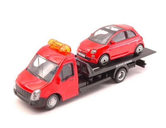 Bburago BU31402 FIAT 500 2007 + FLATBED TRANSPORTER 1:43 Modellino